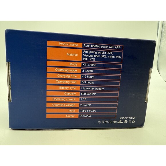 SNOW LEOPARD Rechargeable Heated Socks w App Control Batteries Black Large - Picture 8 of 11